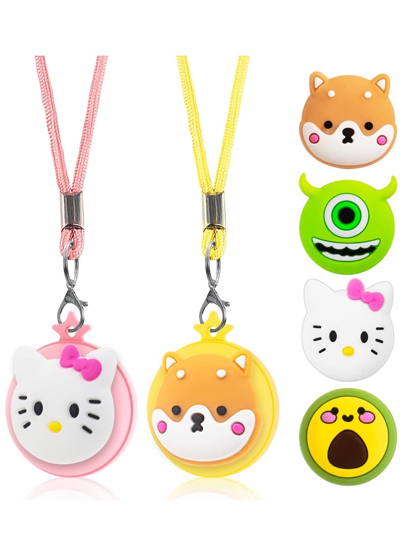 AirTag Necklace Kids, 2 Pack Holder for Apple Air Tag Toddler Silicone Hidden Case Convenient Than Wristband Bracelet Child AirTags Holder for Girls (Pink, Yellow), silicone - Image 1