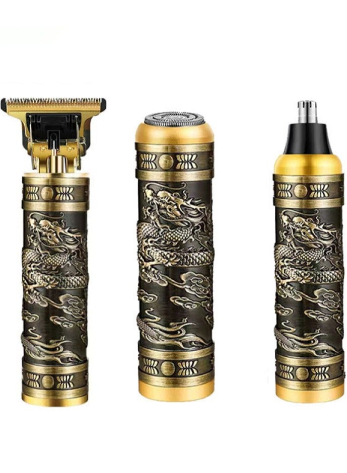 Generic Electric shaver three-in-one multi-functional high-quality stainless steel, Pharaoh bronze black dragon shape, a variety of high-end accessories for the electric barber knife  - Image 1