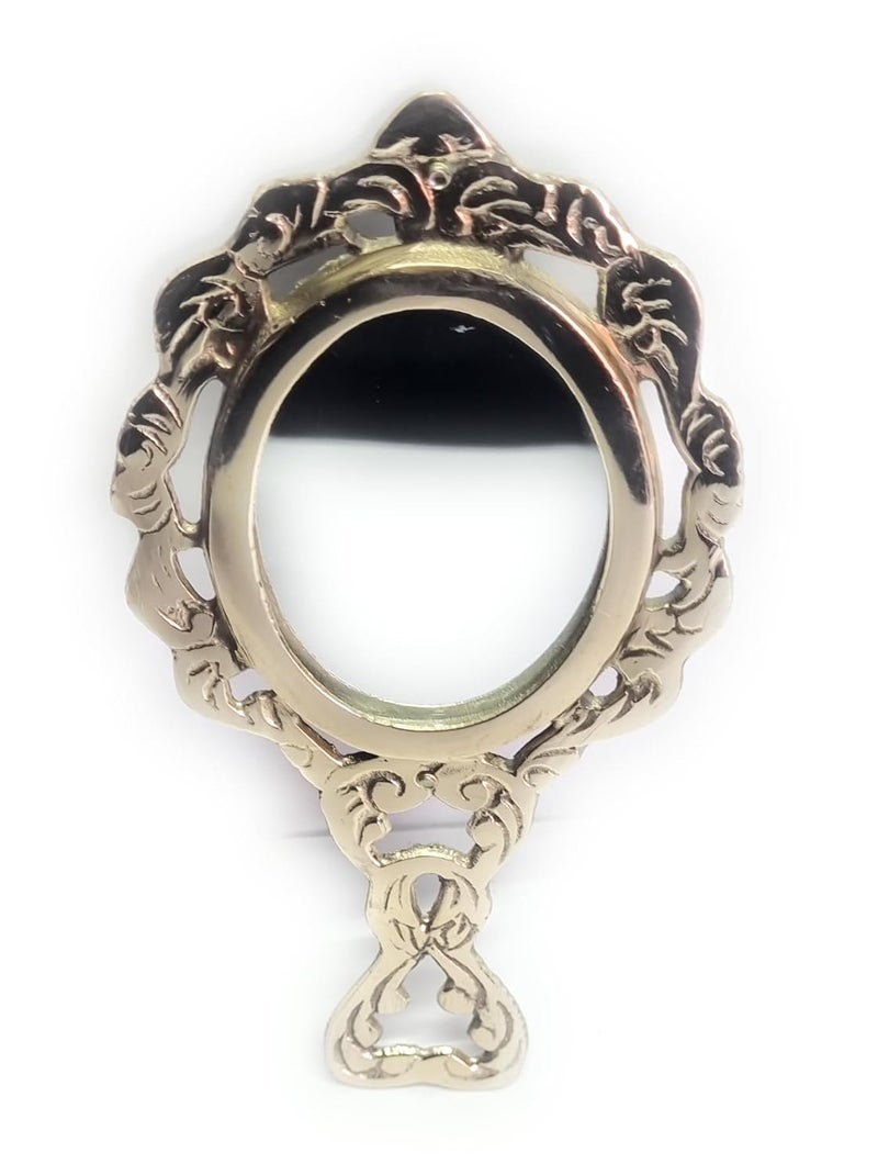 MIRAMAYEE Vintage Hand Mirror Ornate Metal Frame Decorative Handle Antique Gold Finish - Image 2