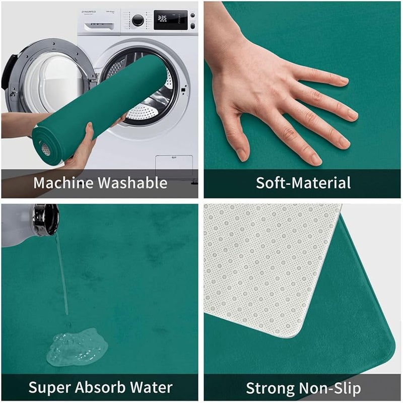 Solid Dark Green Doormat 16x24 Indoor Outdoor Front Door Mat For Patio Garage Porch - Image 5