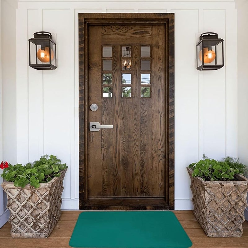 Solid Dark Green Doormat 16x24 Indoor Outdoor Front Door Mat For Patio Garage Porch - Image 1
