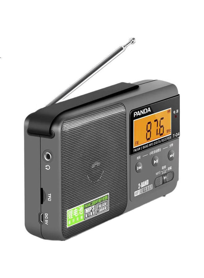 Panda T-04 Portable Digital Display Radio With Tf Card Slot, Lithium Battery, And Semiconductor For Elderly, Car Use, And Backup (Gray) - Image 2