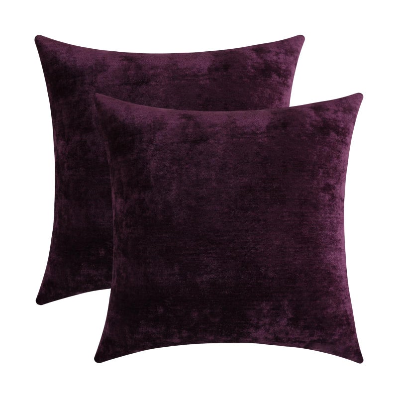 Jeneoo Plum Purple Decorative Throw Pillow Covers Soft Chenille Comfy Square Couch Cushion Cases for Living Room Sofa Decor (Set of 2, 20 x 20 Inches) - Image 1