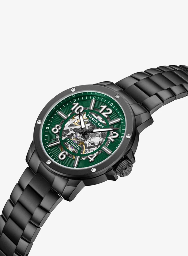 كينيث كول نيو يورك Green Dial Stainless Steel Bracelet Multifunction Watch for Men, 44mm