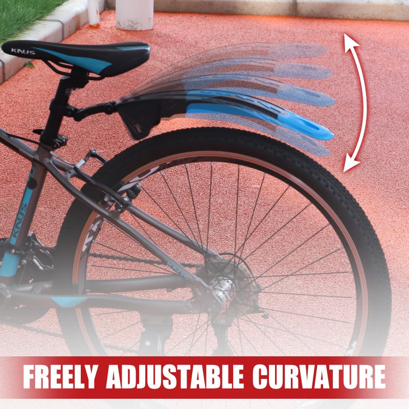 MAKELEN Bike Fender Set Mudguard Set Front and Rear 2 Parts-Universal Full Cover Thicken Widen Bicycle Adjustable Bike Fender Mud Guard Mudflap for MTB Road Bike Mountain Bike Black&Red - Image 4