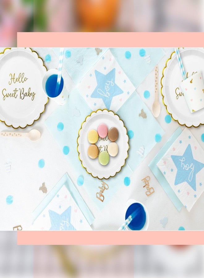 Newtay 100 Pcs Hello Sweet Baby Birthday Paper Plates Disposable Baby Shower Dessert Plates Shower Party Decorations Supplies for Boy Girl Birthday Party Serves 50 Guests - Image 3