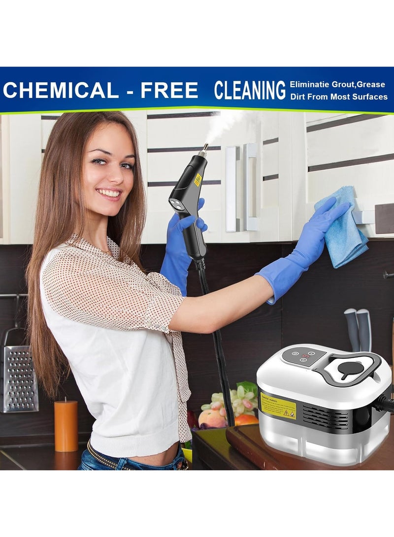 ارواق منظف ​​بخار محمول باليد، منظف بالبخار المضغوط متعدد الأسطح مع 6 قطع من الملحقات، منظفات بخار متعددة الأغراض خالية من المواد الكيميائية، باخرة لتنظيف الأوساخ والشحوم والأريكة الأرضية والبلاط والسيارة - Image 3