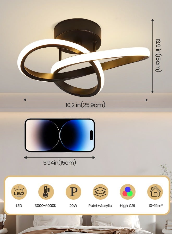 YATAI LIGHTING Modern Dimmable LED Ceiling Light Flush Mount - Modern Black Irregular Design with Adjustable Light, Three Color Dimming, Perfect for Bedroom, Living Room, Dining Room, Balcony - Image 3