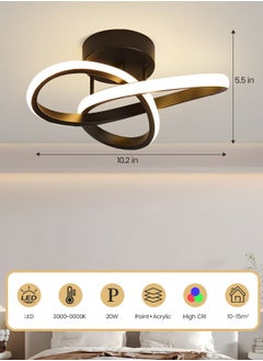 YATAI LIGHTING Modern Dimmable LED Ceiling Light Flush Mount - Modern Black Irregular Design with Adjustable Light, Three Color Dimming, Perfect for Bedroom, Living Room, Dining Room, Balcony  - Image 3