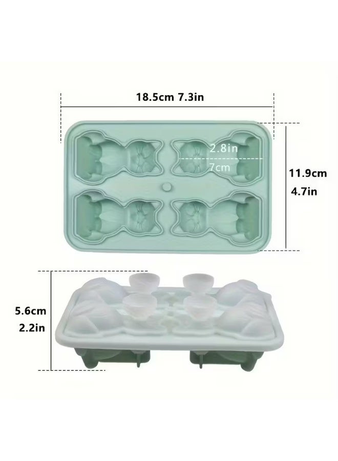 Goolsky 1pc 3D cat ice lattice mould kitten silicone ice lattice tray, 4 3D cartoon cat ice cube moulds in one mould - Image 3