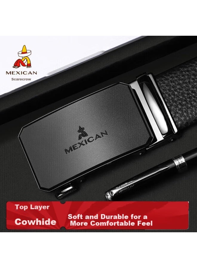 Scarecrow Strawman Men's Automatic Buckle Genuine Top Grain Leather Business Belt Casual Belt Valentine's Day Gift For Boyfriend - Image 1