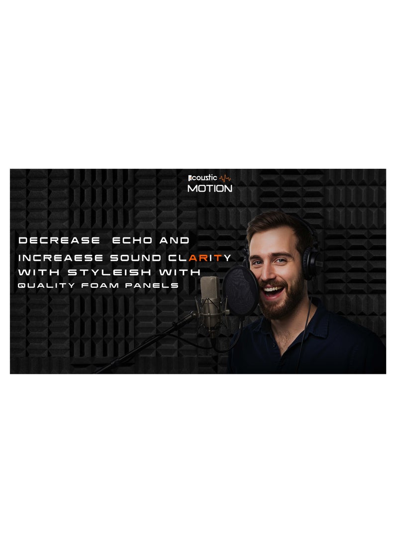 Acoustic Motion acousticFoam Panels-Sound Proof CHOCOLATE design Panel With Self-Adhesive Set Of 12 5X30X30Cm Dark Grey Stylish Acoustic Panels Basic For studio,recording,home,office,Acoustic Room Treatment - Image 5