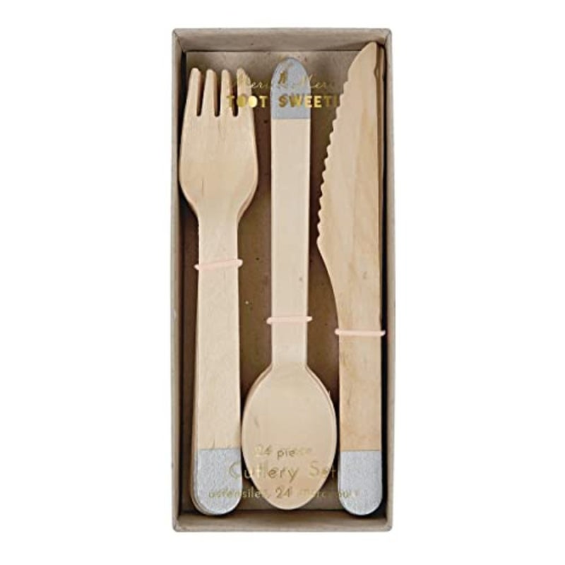 Wooden Cutlery Set - Silver - Image 1