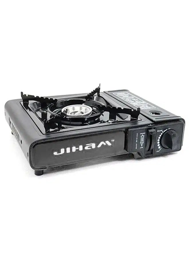 JIHAM We Happy Portable Gas Stove – Single Burner with Carrying Case, Stainless Steel Body, Electronic Ignition, Ideal for Outdoor Camping, Hiking, and Picnics – Black - Image 1