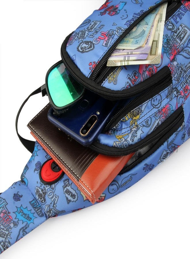 World Star Polyester Waist Pack Travel Handy Hiking Zip Pouch Document Money Phone Belt Sport Bag for Men and Women and Adult | Multicolor | worldstar Printted Purple Chester Bag - Image 2