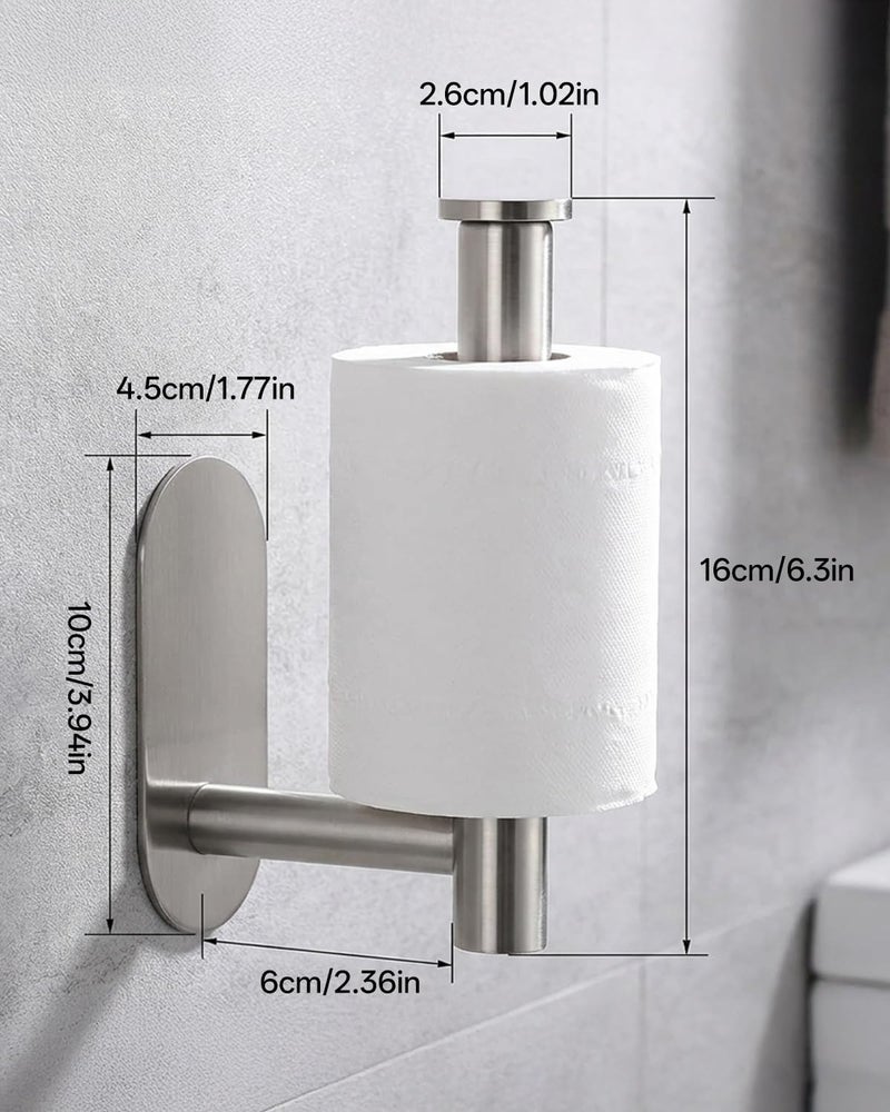 Proxima Direct 2 Pack Adhesive Toilet Paper Holder Rustproof 304 Stainless Steel Kitchen Roll Holder Peel and Stick for Washroom Home - Image 2