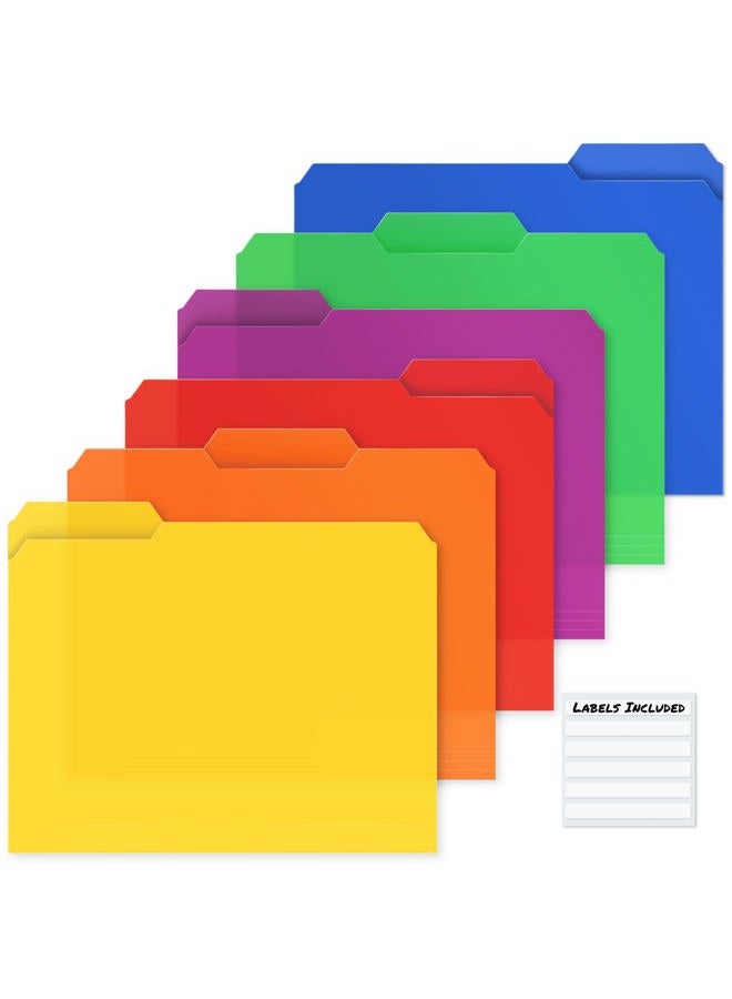 Dunwell Plastic Colored File Folders - (24 Pack), Sturdy 1/3 Tab File Folders Letter Size, Assorted Colored Manila Folders 8.5 x 11, Poly File Folders for Documents, File Folders with Tabs, Labels - Image 1