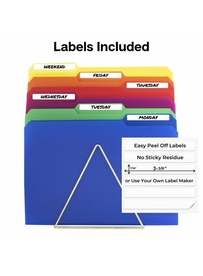 Dunwell Plastic Colored File Folders - (24 Pack), Sturdy 1/3 Tab File Folders Letter Size, Assorted Colored Manila Folders 8.5 x 11, Poly File Folders for Documents, File Folders with Tabs, Labels - Image 2