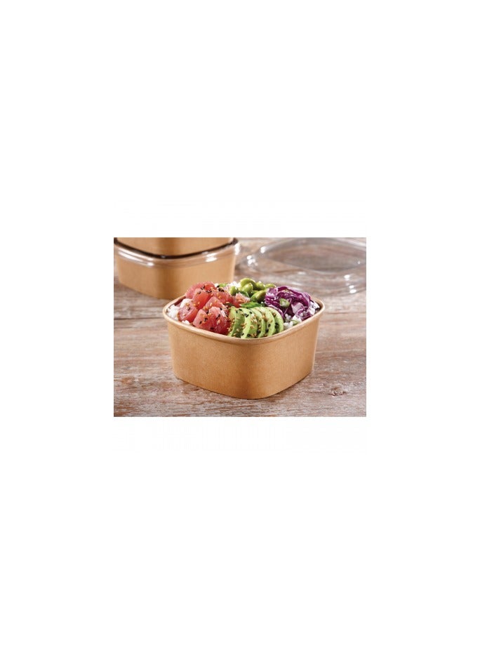 ProdelPak 500ML Square Kraft Paper Bowl with  Lid (PACK OF 20) - Image 3