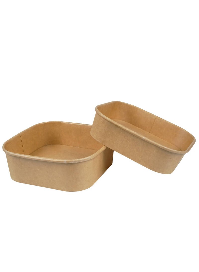 ProdelPak 500ML Square Kraft Paper Bowl with  Lid (PACK OF 20) - Image 2