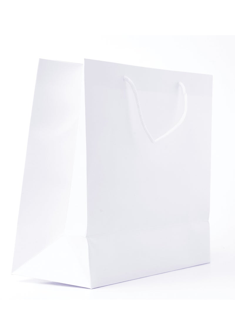27x12x30cm Rope Handled White Plain Paper Bags - Versatile Eco-Friendly Shopping and Gift Bags 