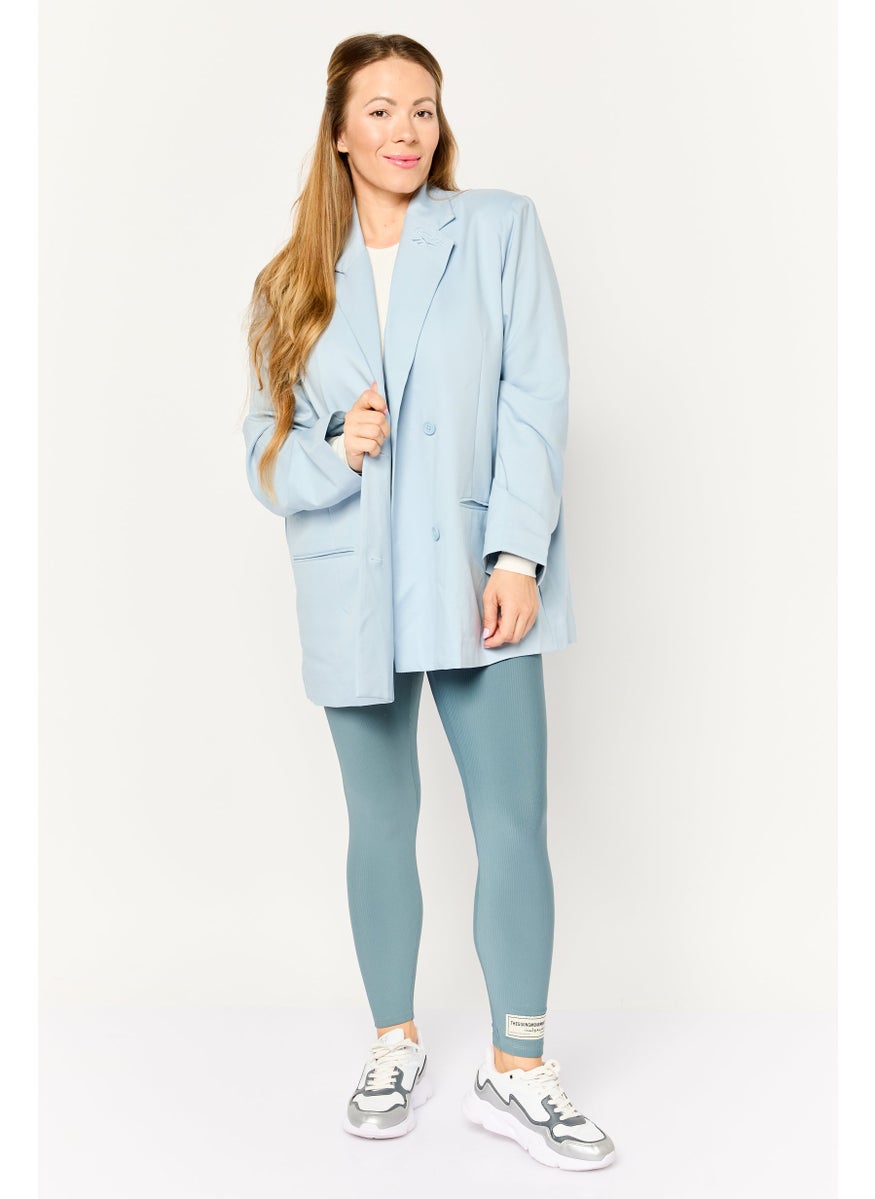 Reebok Women Sportswear Fit Long Sleeve Outdoor Blazer, Ice Blue  - Image 2
