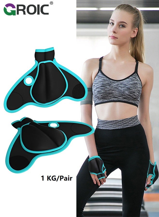 GROIC Hand Weight Glove, Wrist Weights with Thumb Loops Lock, 1 kg (0.5 kg Each) Finger Hand Weight Glove Weight Training Gloves, Iron Fitness Gloves, Washable for Gym Boxing Swimming Strength Training - Image 1