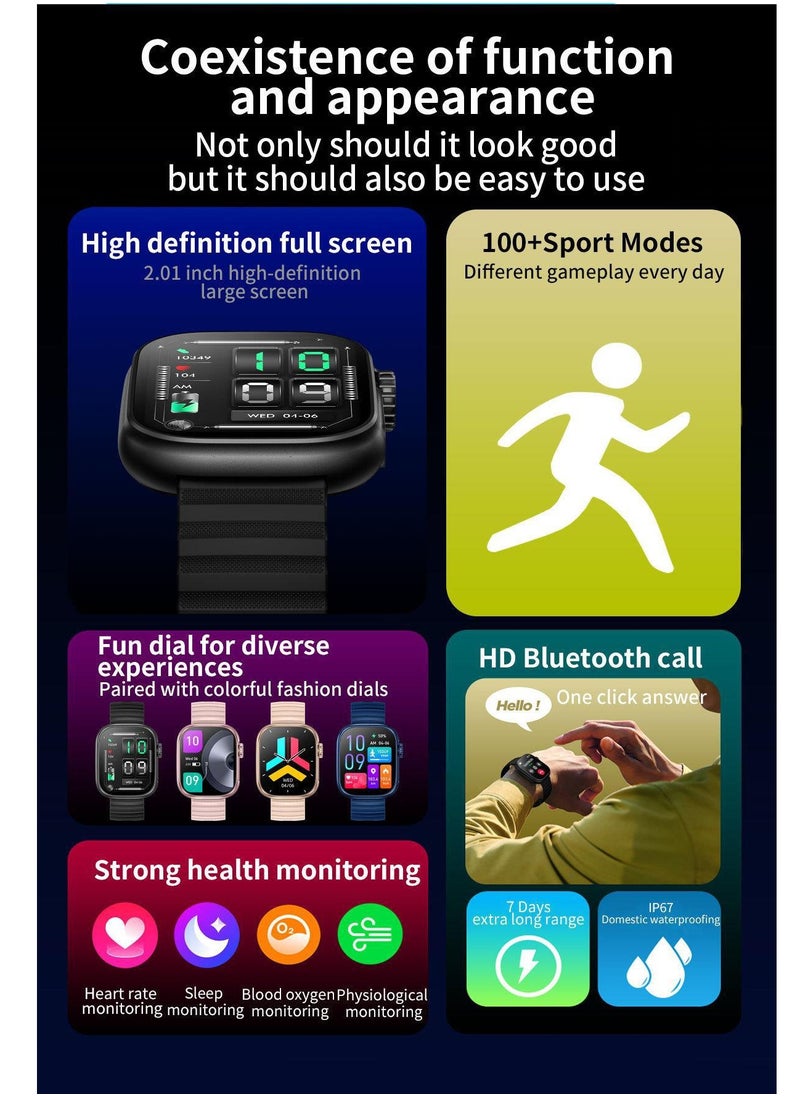 Furtey Smart Watch for Men Women 2.01"Smartwatch for Android and iOS Phones Waterproof Fitness Tracker Watch Heart Rate Monitor Pedometer Sleep Monitor  - Image 3