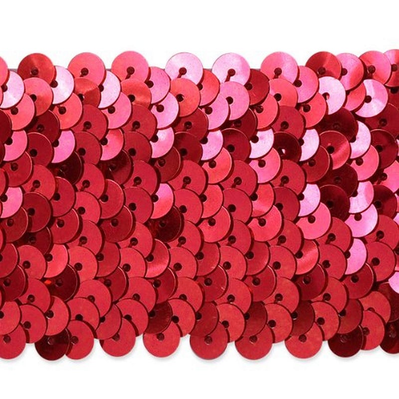 Trims by the Yard إكسبو إنترناشيونال شريط لامع مرن من 5 صفوف للزينة متعدد الاستخدامات لزينة الحرف يدوم طويلاً للأزياء والديكور المنزلي أحمر 34 بوصة 10 ياردات قطع