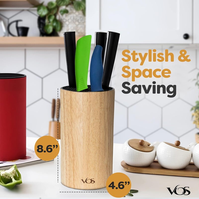 Vos Universal Knife Block - Countertop Knife Block Without Knives - Knife Holder with Non-Slip Base Sturdy Knife Organizer - Space Saving Knife Stand, Sleek & Modern Knife Rack - Bamboo - Image 3