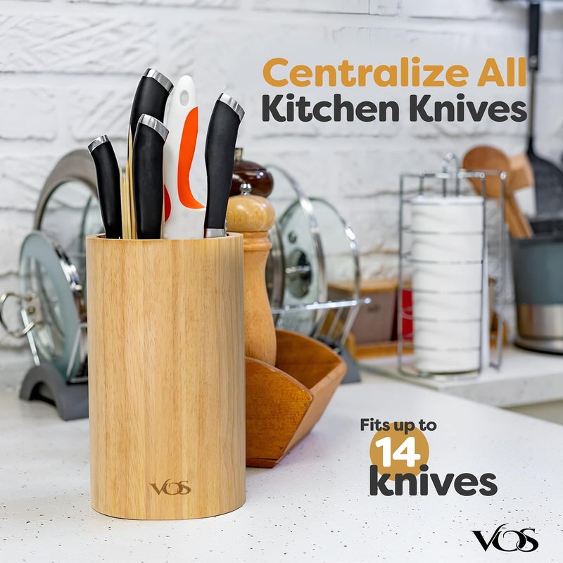 Vos Universal Knife Block - Countertop Knife Block Without Knives - Knife Holder with Non-Slip Base Sturdy Knife Organizer - Space Saving Knife Stand, Sleek & Modern Knife Rack - Bamboo - Image 2
