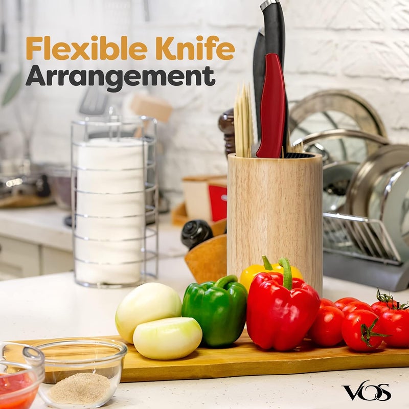 Vos Universal Knife Block - Countertop Knife Block Without Knives - Knife Holder with Non-Slip Base Sturdy Knife Organizer - Space Saving Knife Stand, Sleek & Modern Knife Rack - Bamboo - Image 4