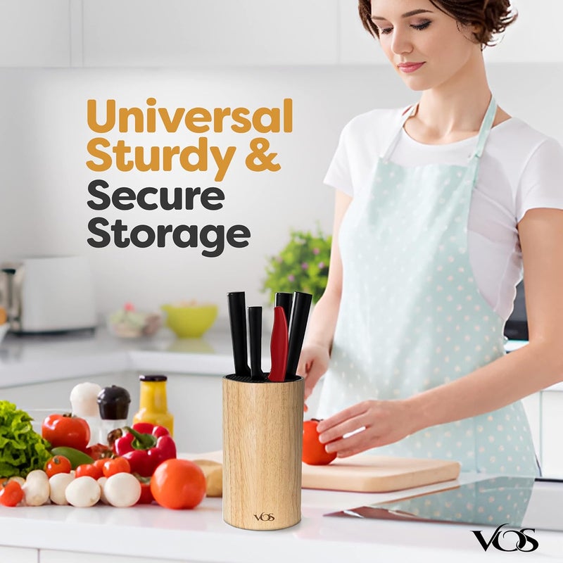 Vos Universal Knife Block - Countertop Knife Block Without Knives - Knife Holder with Non-Slip Base Sturdy Knife Organizer - Space Saving Knife Stand, Sleek & Modern Knife Rack - Bamboo - Image 5