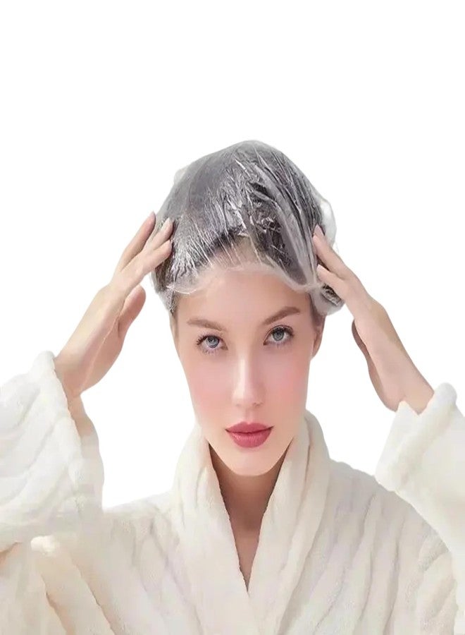 SAOYOAS 200 قطعة من غطاء الدش القابل للاستخدام مرة واحدة، غطاء شعر بلاستيكي شفاف كبير سميك مقاوم للماء لحمام النساء والرجال، ضروري للسفر قابل لإعادة الاستخدام للعناية العميقة بالشعر، علاج الشعر، الفنادق، السبا، والاستخدام المنزلي - Image 1