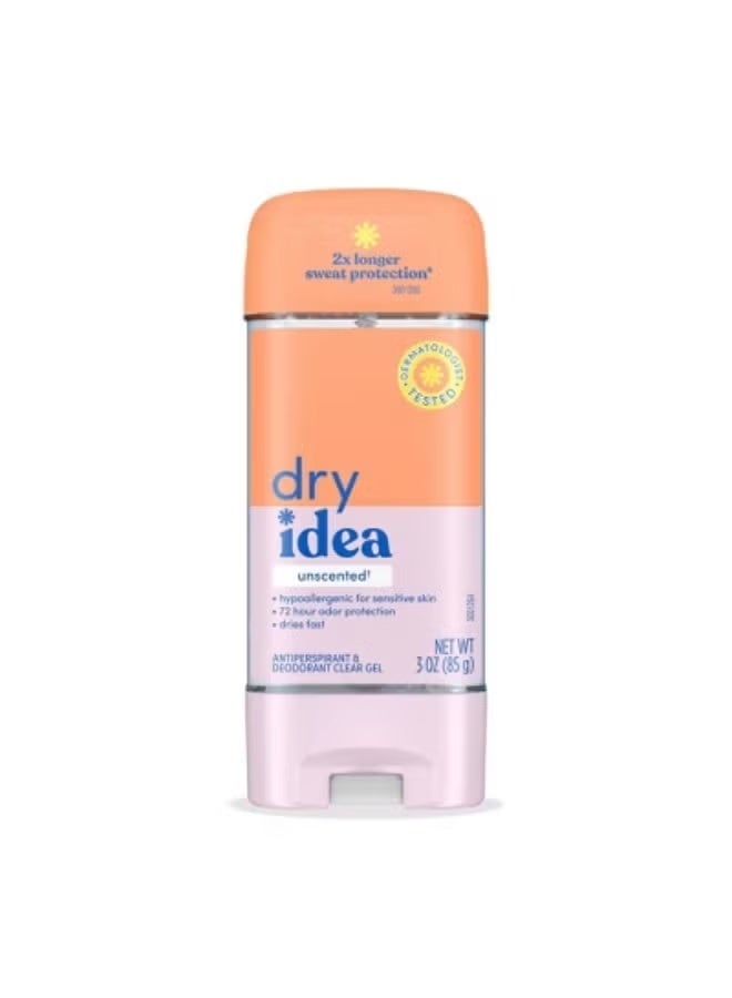 Dry Idea Gel Deodorant & Antiperspirant - Unscented & Hypoallergenic For Sensitive Skin 85 g - Image 1