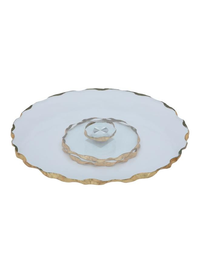 Alsaif Glass Dessert Serving Stand 33X33X4.5 Cm Circular With Movable Base Clear - Image 1