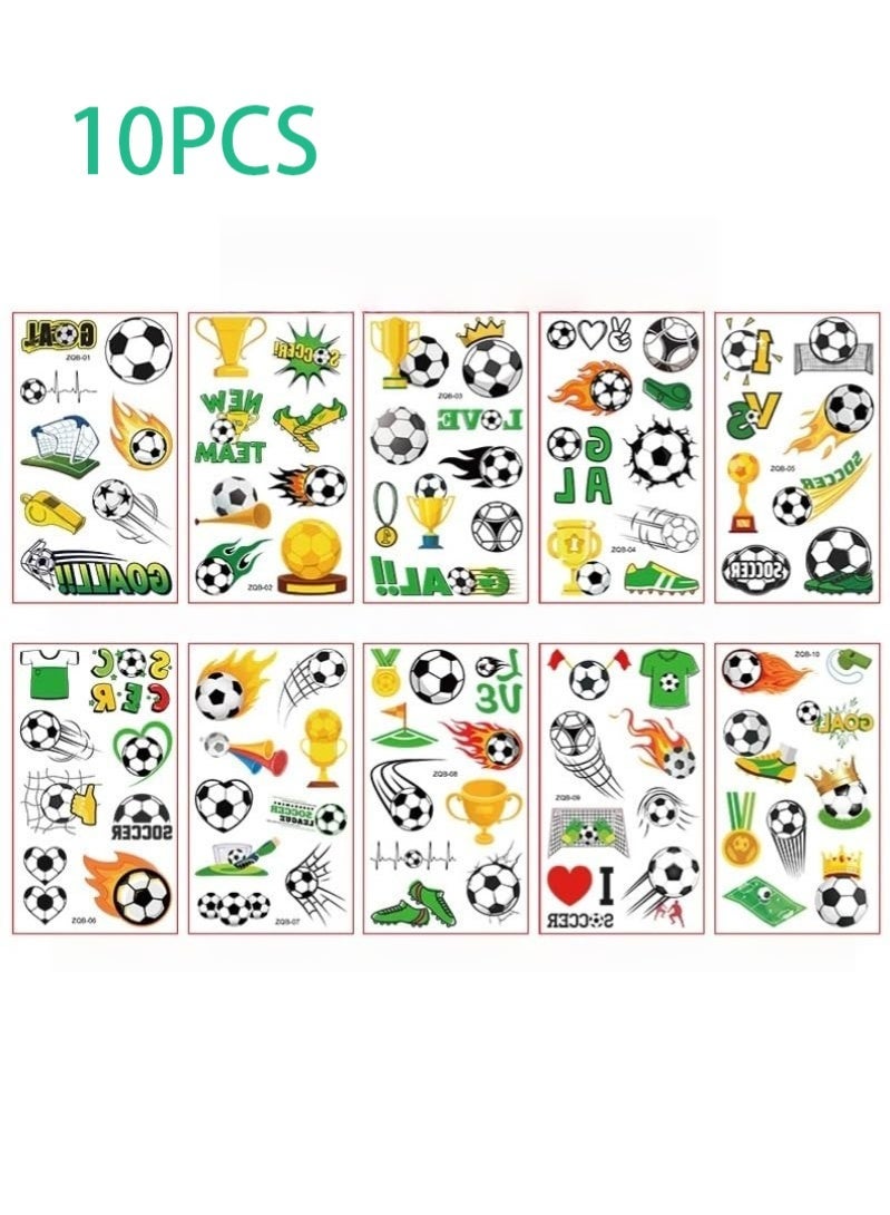 10 temporary football tattoo stickers, waterproof football fan face stickers - Image 1
