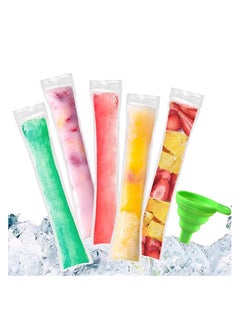sokany 200 Pieces Popsicle Bags, Disposable Ice Popsicle Mold Bags, Ice Pop Mold Bags with Funnel, Pop Mold Bags for Healthy Snacks, Yogurt Sticks, Juice, Fruit Smoothies (Clear)  - Image 1