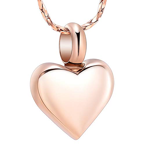 Imrsanl Small Heart Urn Necklace for Ashes Cremation Jewelry for Women Stainless Steel Pendant Memorial Ash Holder Loved Ones Keepsake (Rose Gold) - Image 1