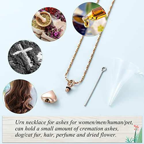 Imrsanl Small Heart Urn Necklace for Ashes Cremation Jewelry for Women Stainless Steel Pendant Memorial Ash Holder Loved Ones Keepsake (Rose Gold) - Image 3