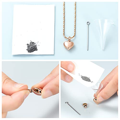Imrsanl Small Heart Urn Necklace for Ashes Cremation Jewelry for Women Stainless Steel Pendant Memorial Ash Holder Loved Ones Keepsake (Rose Gold) - Image 5