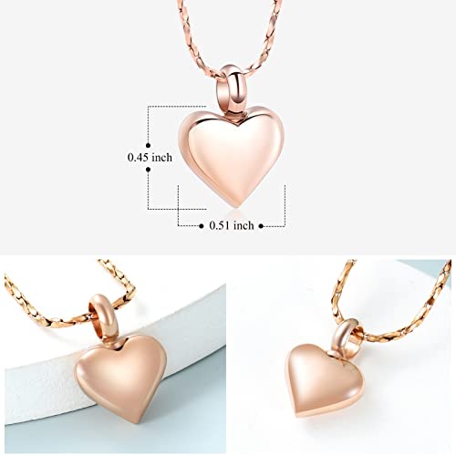 Imrsanl Small Heart Urn Necklace for Ashes Cremation Jewelry for Women Stainless Steel Pendant Memorial Ash Holder Loved Ones Keepsake (Rose Gold) - Image 2