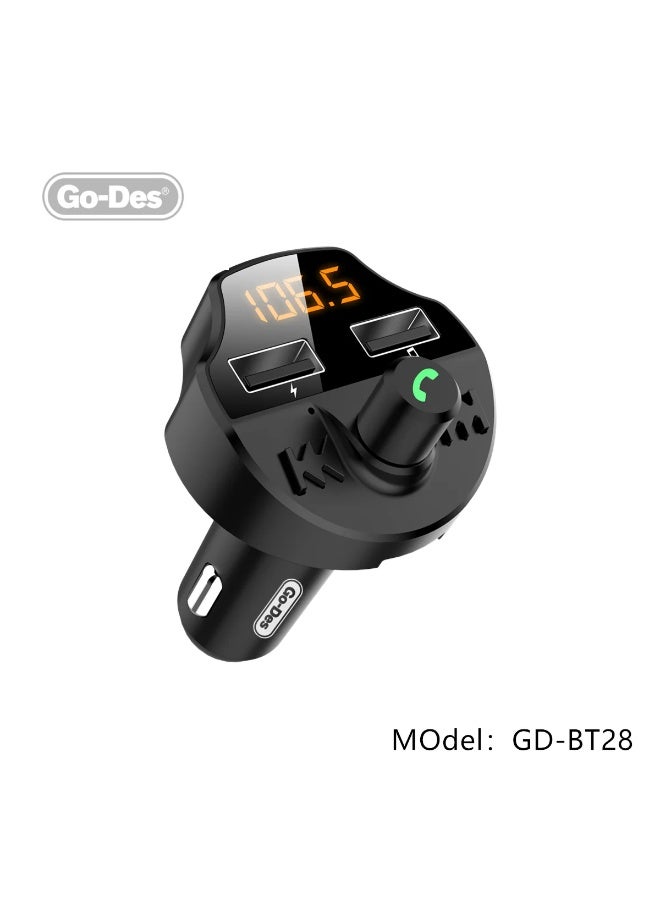 جو-ديز جهاز إرسال FM بلوتوث للسيارة Go-Des شاحن سريع DC5V 2.4A مجموعة سيارت بلوتوث مع سماعة رأس وإدخال MP3 للسيارة - Image 3