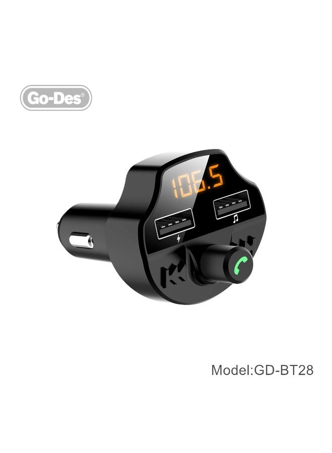 جو-ديز جهاز إرسال FM بلوتوث للسيارة Go-Des شاحن سريع DC5V 2.4A مجموعة سيارت بلوتوث مع سماعة رأس وإدخال MP3 للسيارة - Image 5