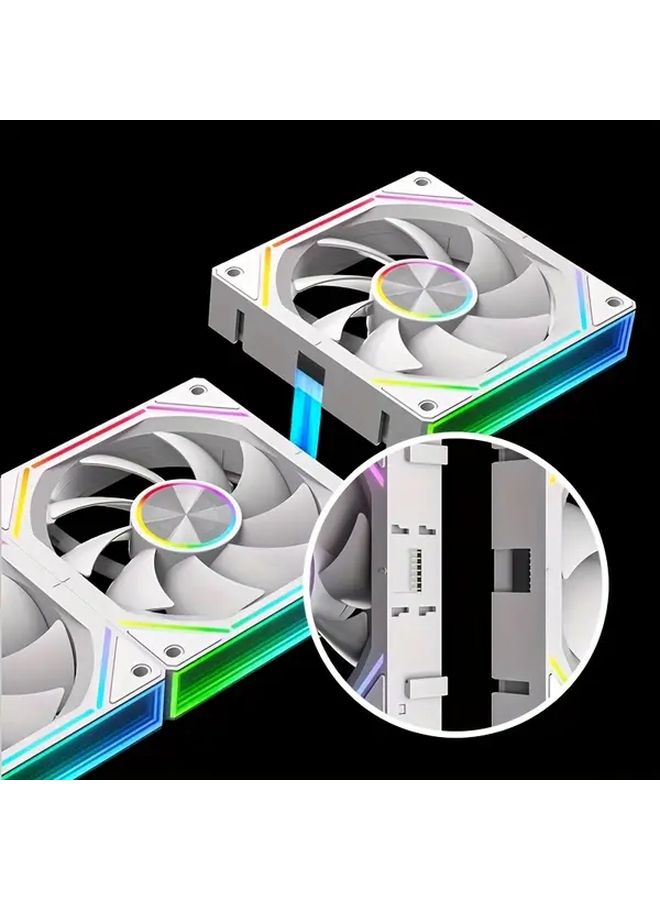 120 مم مروحة RGB عالية التدفق مع وحدة تبريد ARGB بجهد 5 فولت و3 دبابيس تصميم توصيل 3 في 1 لحالة الكمبيوتر المكتبي وحدة المعالجة المركزية تبريد هوائي أو مائي هيكل معدني متين لمسة نهائية معدنية أنيقة محرك عديم الفرشاة أسود إيجابي - Image 2