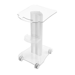 Beauty Salon Trolley Cart, 2 Tier Rolling Salon Trolley Plexiglass Ergonomic Handle with a Tray for Hairdressers for Beauty Medical Instruments for Hair Salon Transparent
