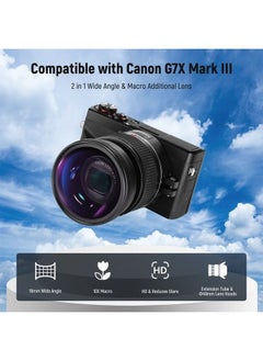 Neewer NEEWER Wide Angle Lens Compatible with Canon G7X Mark III Camera, 2 in 1 18mm HD Wide Angle & 10x Macro Additional Lens with Extension Tube, Bayonet Mount Lens Adapter, Cleaning Cloth  - Image 2