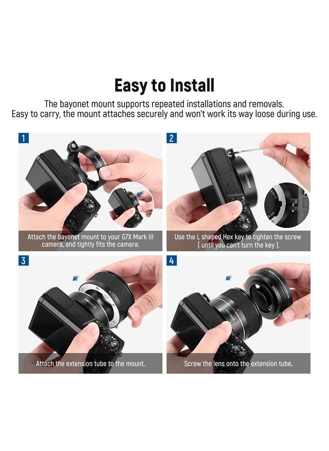 Neewer - NEEWER Wide Angle Lens Compatible with Canon G7X Mark III Camera, 2 in 1 18mm HD Wide Angle & 10x Macro Additional Lens with Extension Tube, Bayonet Mount Lens Adapter, Cleaning Cloth - Image 1