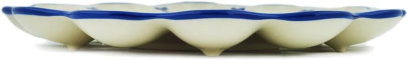 Polmedia Polish Pottery Authentic Polish Pottery 9inch Egg Plate Daisy Jazz Theme Signature UNIKAT  Certificate of Authenticity - Image 3
