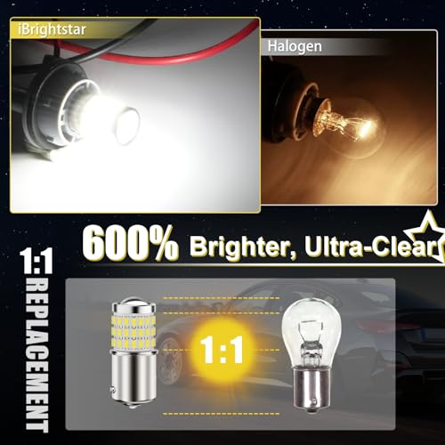 iBrightstar مصباح LED أبيض iBrightstar 1156، BA15S 1141 لمبات LED للكامبر RV، سطوع فائق لمصابيح الرجوع للخلف، مصابيح الفرامل، مصابيح الذيل، مصابيح إشارة الانعطاف، عبوة من 2 - Image 2